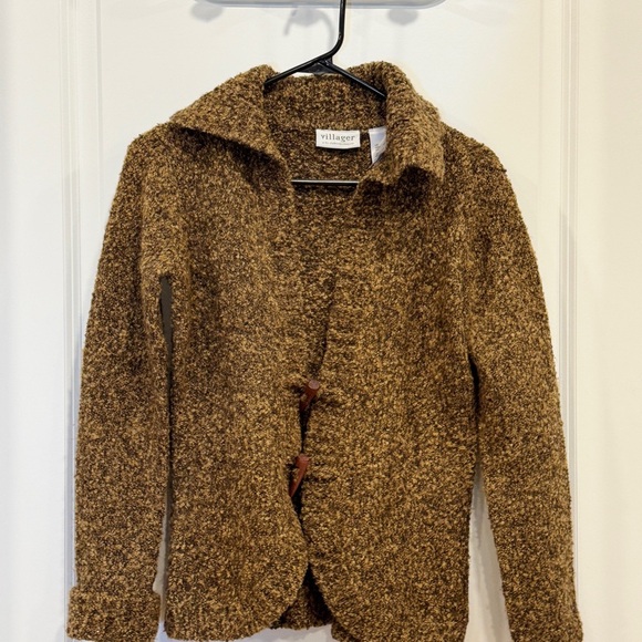 Villager A Liz Claiborne Company Women’s WoolPolyester Brown Sweater Warm Button - Picture 4 of 13